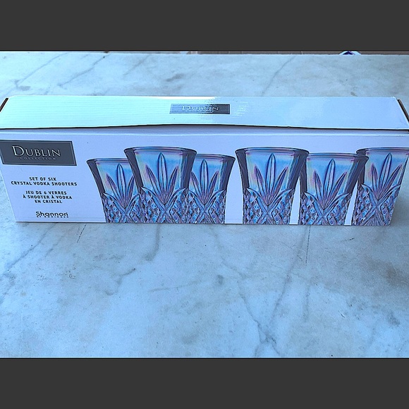 GODINGER DUBLIN AURORA BOREALIS CRYSTAL VODKA SHOOTERS SET OF 6 - Picture 6 of 8